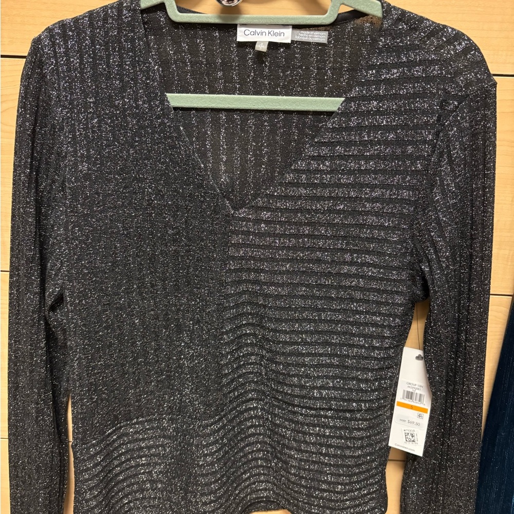 Calvin Klein Glittery Black Long Sleeve Top